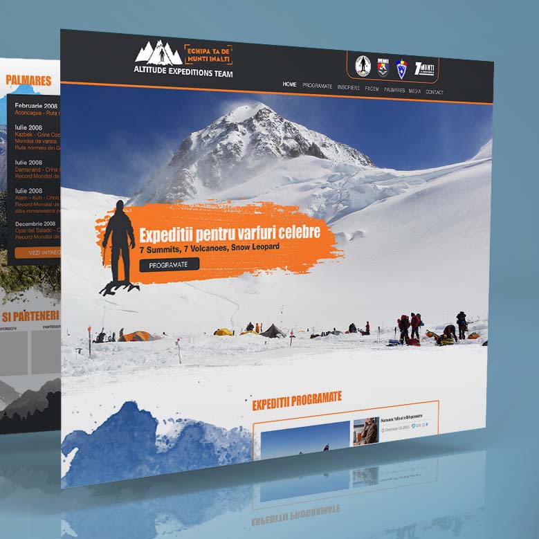 Webdesign mockup Altitude Expeditions Team